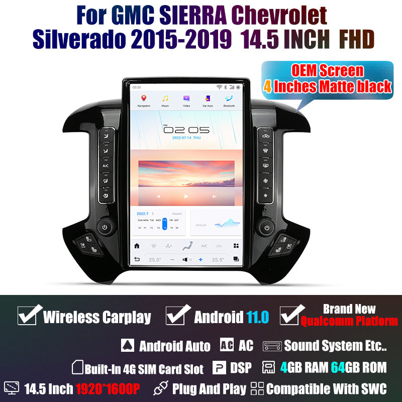 Smart Head Unit GMC Silverado 2014-2018 Large Screen Head Unit Android 11, 14.4" Screen