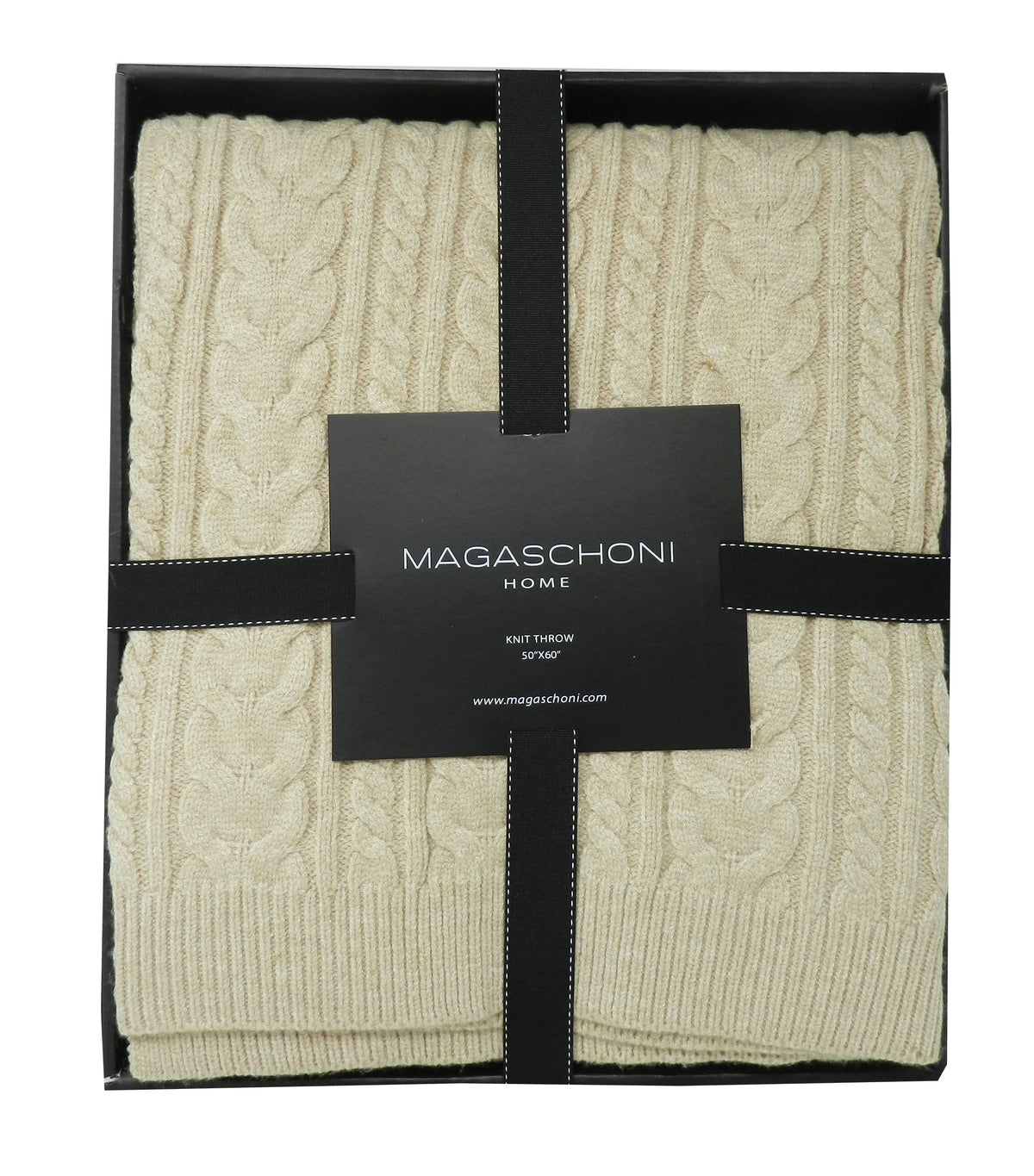 Magaschoni Home Knit Oatmeal Heather Throw 50" X 60"