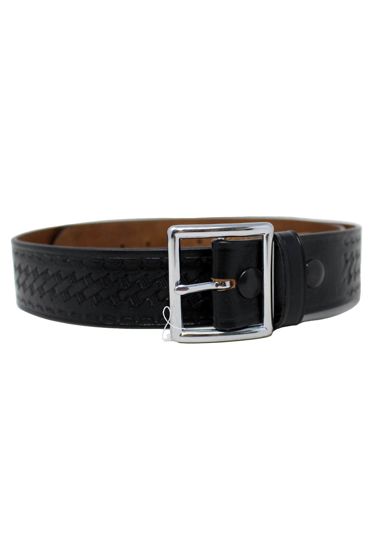 Security Guard 42 Inch Waist Basketweave Leather Belt (Black)