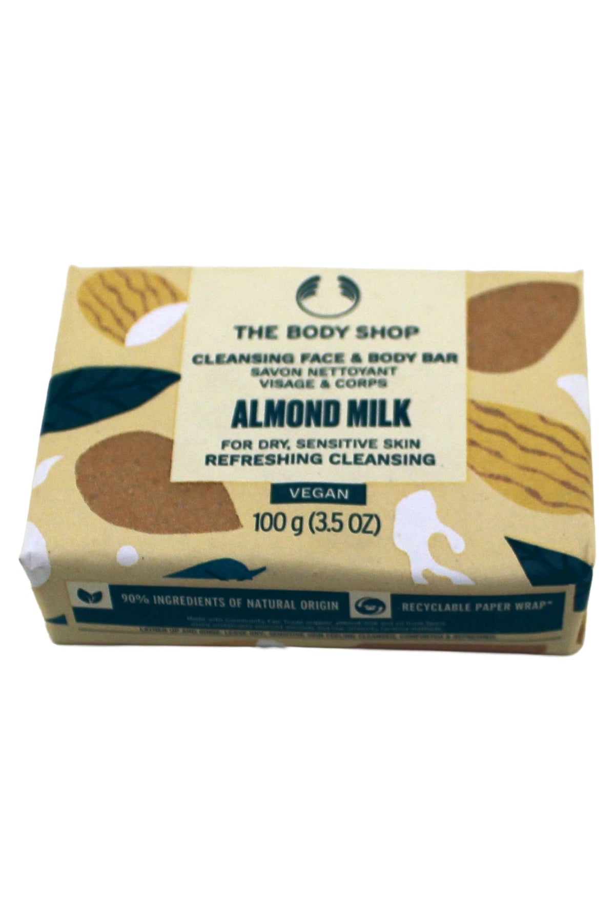 The Body Shop Almond Milk Cleansing Face and Body Bar 3.5 Ounce