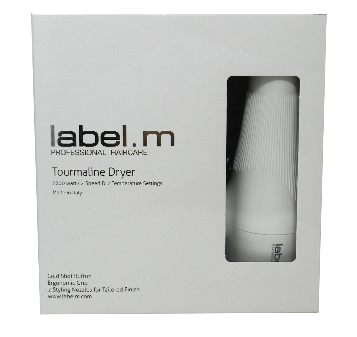 Label.M Tourmaline 2200Watt, 2 Speed & Temperature Hair Dryer EU Plug White