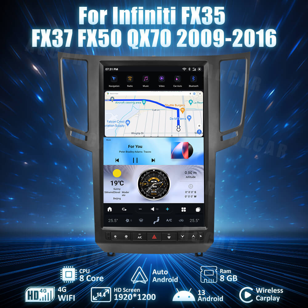 Smart Head Unit For Infiniti Fx35 Fx37 Fx50 Qx70 2009-2016 14.4 Inch Screen Android 13