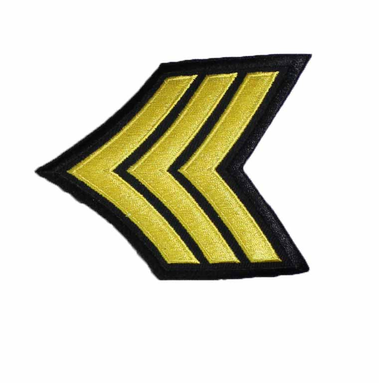 Gold/Black 3 Stripe Sergeant Chevron Rank Patch by Solar 1