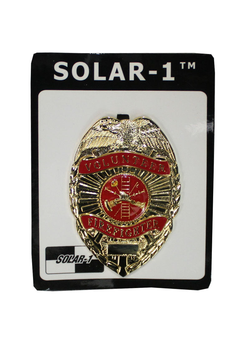 Gold/Red Volunteer Firefighter Badge by Solar 1